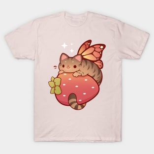 Tabby fairy cat with strawberry T-Shirt